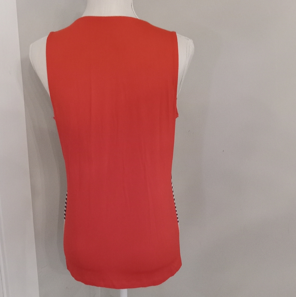 NY&COMPANY SUNSET ORANGE RED BROWN STRIPE TANK TOP SIZE M - Picture 2 of 3